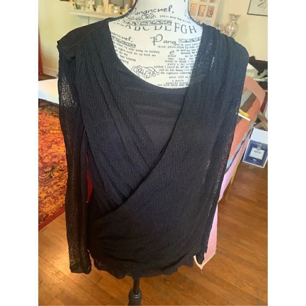 Tribal Jeans NWT Elegant Black Mesh Top